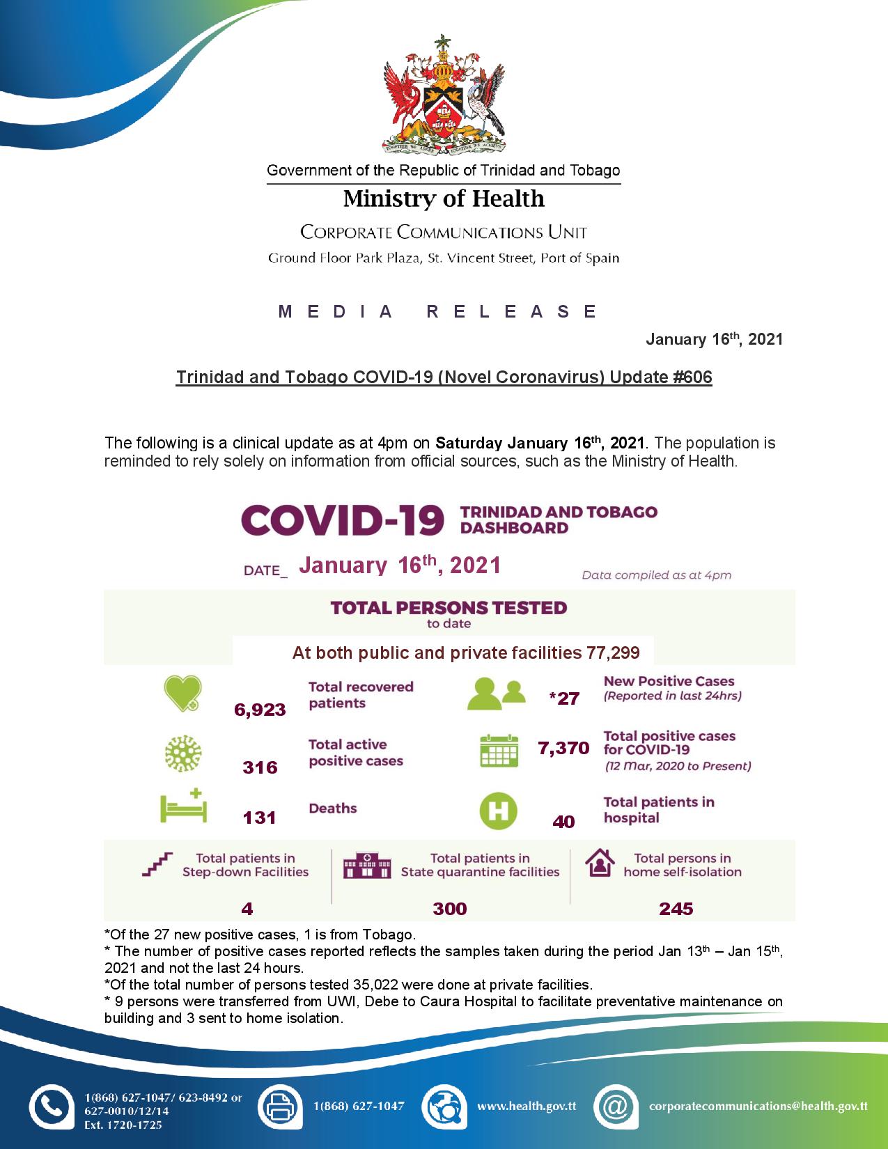 COVID-19 Media Release - #606 