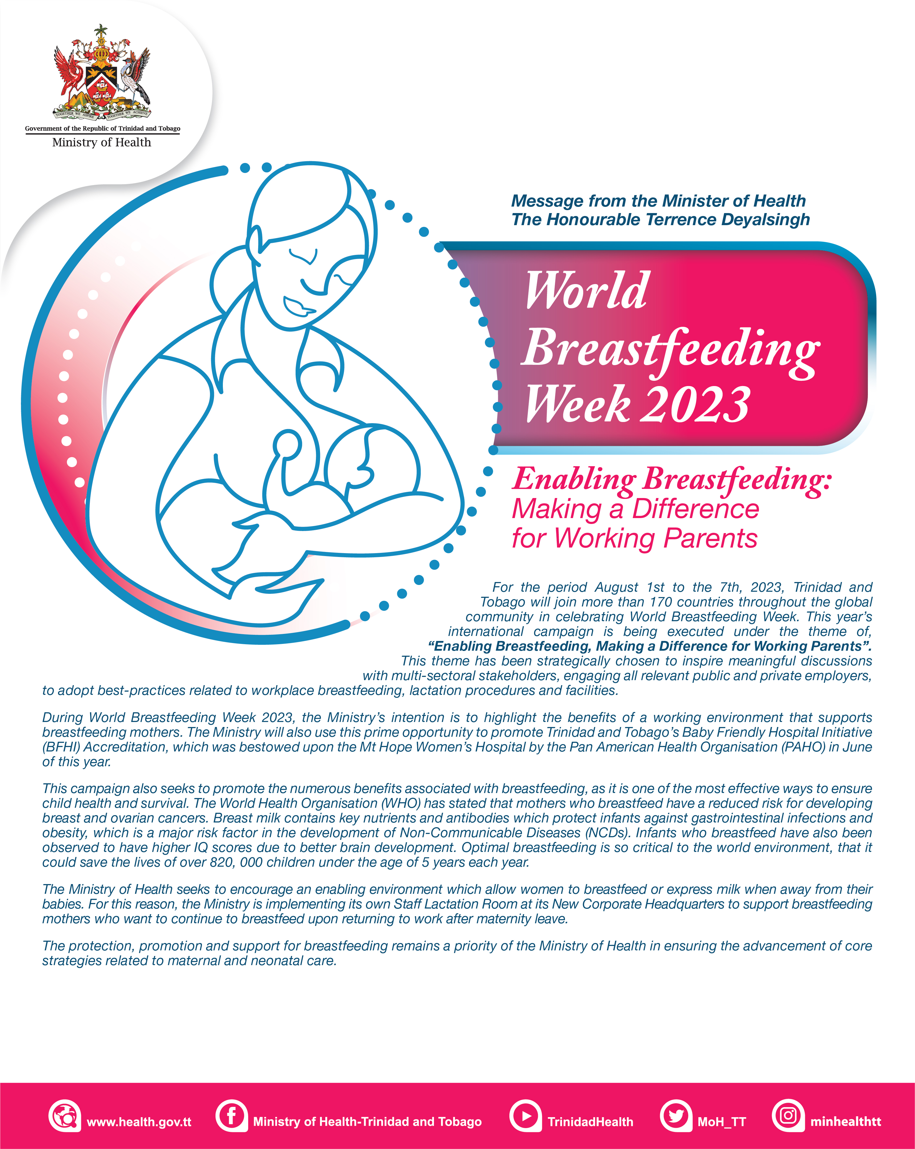 Message from the Minister of Health for World Breastfeeding Week 2023