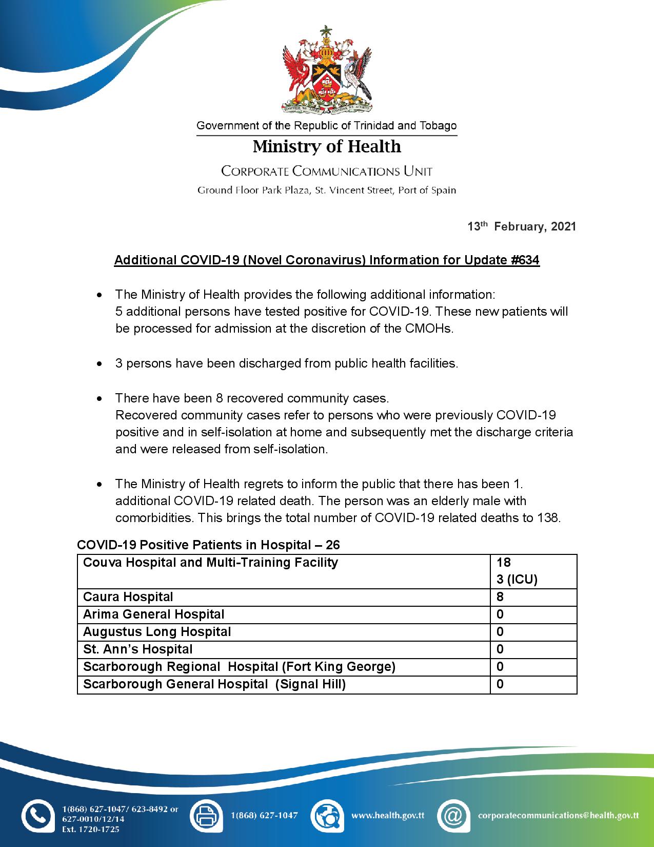 COVID-19 UPDATE - Friday 12th February 2021nAdditional