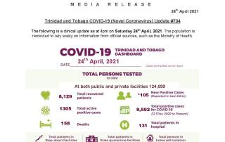 COVID-19 UPDATE - Saturday 24th April, 2021