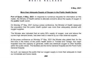 MoH Media Release - More than an Adequate Supply of Oxygen in the Public Health Sector