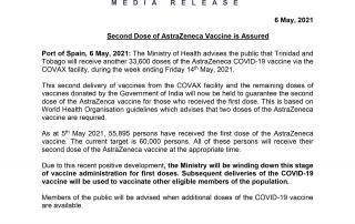 MoH Release- Second Dose of AstraZeneca Vaccine is Assured