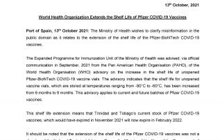 World Health Organization Extends the Shelf Life of Pfizer COVID-19 Vaccines