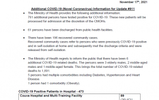 COVID-19 UPDATE - Wednesday 17th November 2021