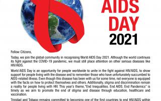 Message from the Honourable Terrence Deyalsingh, Minister of Health for World AIDS Day 2021