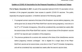 Update on COVID-19 Vaccination for the Pregnant Population in Trinidad and Tobago