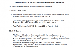 COVID-19 UPDATE - Wednesday 05th January 2022