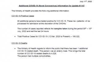 COVID-19 UPDATE - Monday 11th July 2022