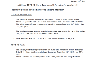 COVID-19 Weekly Update - Tuesday January 03, 2023