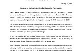 Media Release - Renewal of Expired Practising Certificates for Pharmacists