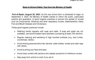 Media Release - Back-to-School Safety Tips from the Ministry of Health