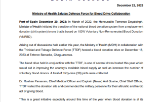 Ministry of Health Salutes Defence Force for Blood Drive Collaboration