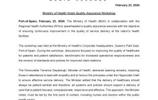 Media Release - Ministry of Health Hosts Quality Assurance Workshop