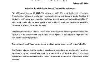 Media Release - Voluntary Recall Notice of Several Types of Merba Cookies