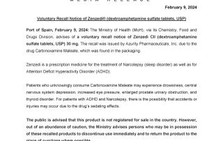 Media Release - Voluntary Recall Notice of Zenzedi® (dextroamphetamine sulfate tablets, USP)