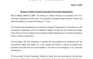 Media Release - Ministry of Health Conducts Evacuation Drill at New Headquarters