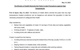 MOH Media Release - The Ministry of Health Reminds the Public to take Precautions against High Temperatures