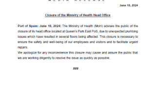 Closure of the Ministry of Health Head Office