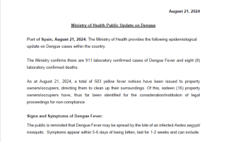 Ministry of Health Public Update on Dengue - August 21,2024