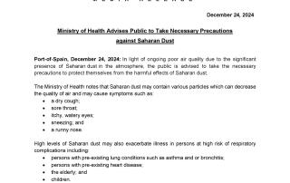 Ministry of Health Advises Public to Take Necessary Precautions against Saharan Dust