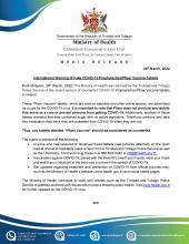 MoH Media Release: International Warning of Fake COVID-19 Prophylactics/Pfizer Vaccine Tablets