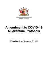 COVID-19 Quarantine Protocols - December 5th, 2022