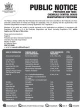 Public Notice: Pesticides and Toxic Chemicals Control Board Registration of Pesticides