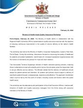 Media Release - Ministry of Health Hosts Quality Assurance Workshop