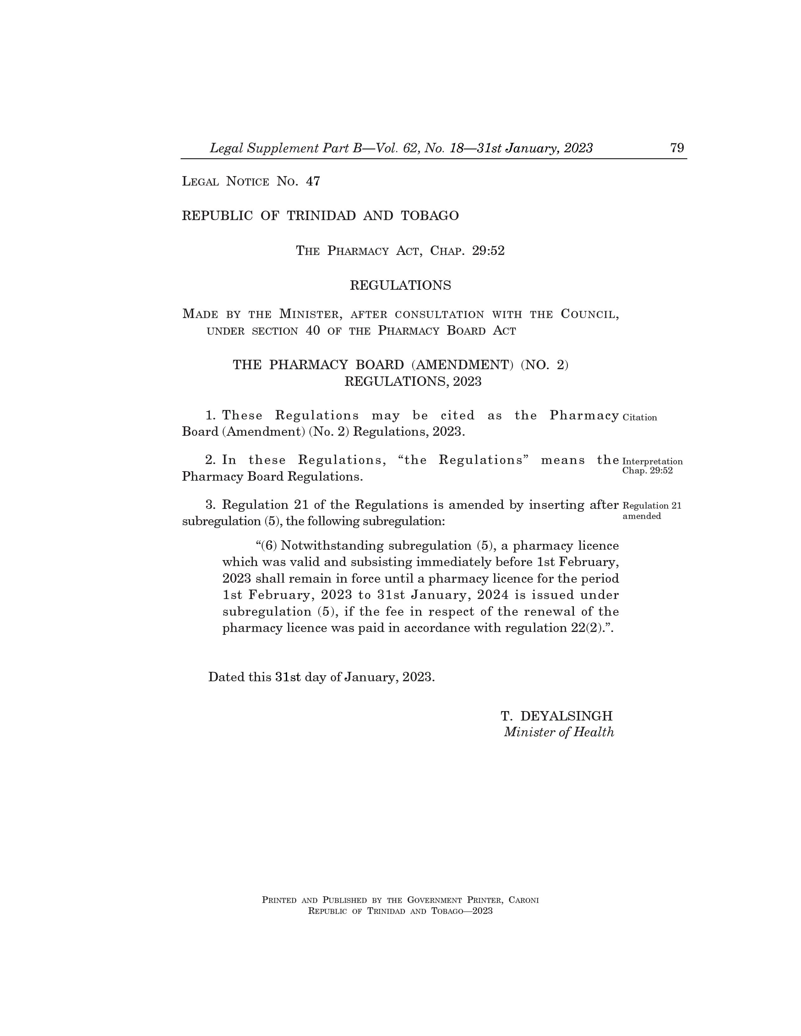 Pharmacy Board Amendment (No. 2) Regulations, 2023