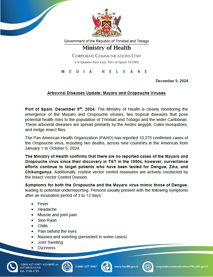 Arboviral Diseases Update: Mayaro and Oropouche Viruses