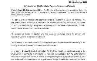 11th Confirmed COVID-19 Delta Case for Trinidad and Tobago 