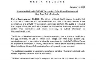 MoH Media Release: Update on National COVID-19 Vaccination E-Certificate Platform and Safe Zone Entry Protocols