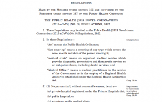 LN #189 - Public Health [2019 Novel Coronavirus (2019-nCoV)] (NO. 9) Regulations, 2022