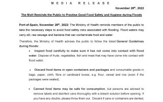 MoH Media Release- The MoH Reminds the Public to Practise Good Food Safety and Hygiene during Floods  