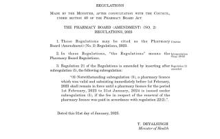 Pharmacy Board Amendment (No. 2) Regulations, 2023