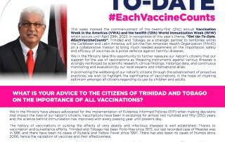 Message from the Minister of Health, the Honourable Terrence Deyalsingh on Vaccination Week in the Americas