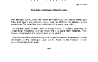 Media Release - Trinidad and Tobago Records a Second Case of Monkeypox (Mpox)