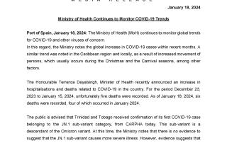 Media Release - Ministry of Health Continues to Monitor COVID-19 Trends