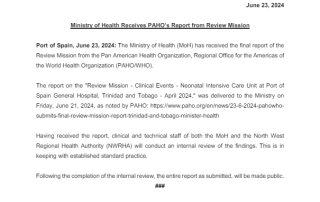 Ministry of Health receives PAHO's Report from review Mission