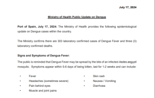 Ministry of Health Public Update on Dengue - July 17, 2024