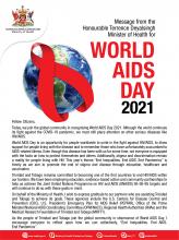 Message from the Honourable Terrence Deyalsingh, Minister of Health for World AIDS Day 2021