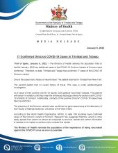 MOH Media Release: 17 Confirmed Omicron COVID-19 Cases in Trinidad and Tobago