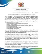 MoH Media Release: Trinidad and Tobago to Move to a Voluntary Blood Donation System