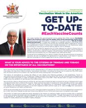 Message from the Minister of Health, the Honourable Terrence Deyalsingh on Vaccination Week in the Americas