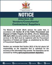 Attention All Vendors/Consultants/Contractors/Suppliers: Public Procurement and Disposal of Public Property Act (2015)