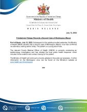 Media Release - Trinidad and Tobago Records a Second Case of Monkeypox (Mpox)