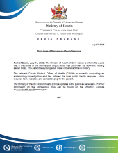 Media Release - Trinidad and Tobago Records a Second Case of Monkeypox (Mpox)